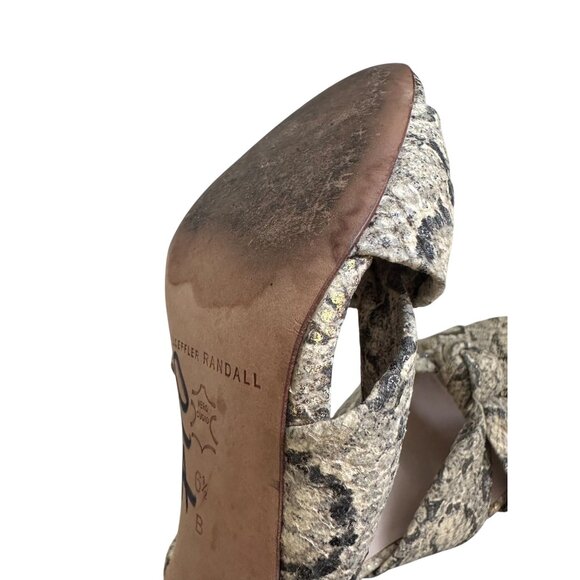 LOEFFLER RANDALL Snake Print Leather Knot Sandals Heels Size 6.5 - Picture 7 of 9